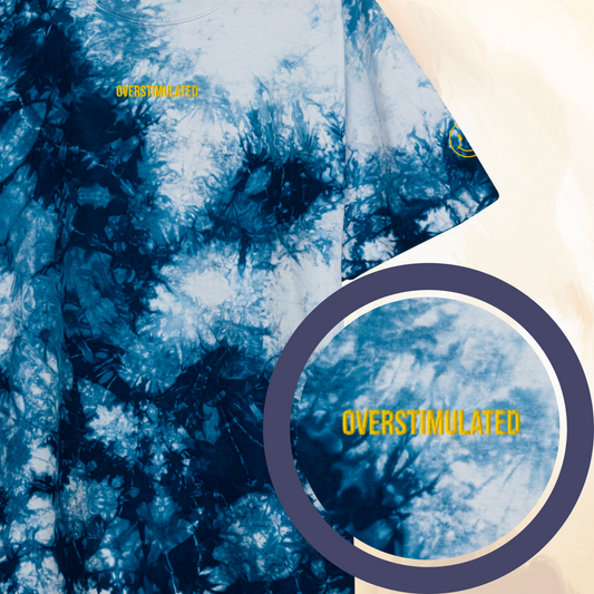 Overstimulated - Embroidered Oversized Neurodivergent Tie-Dye T-Shirt