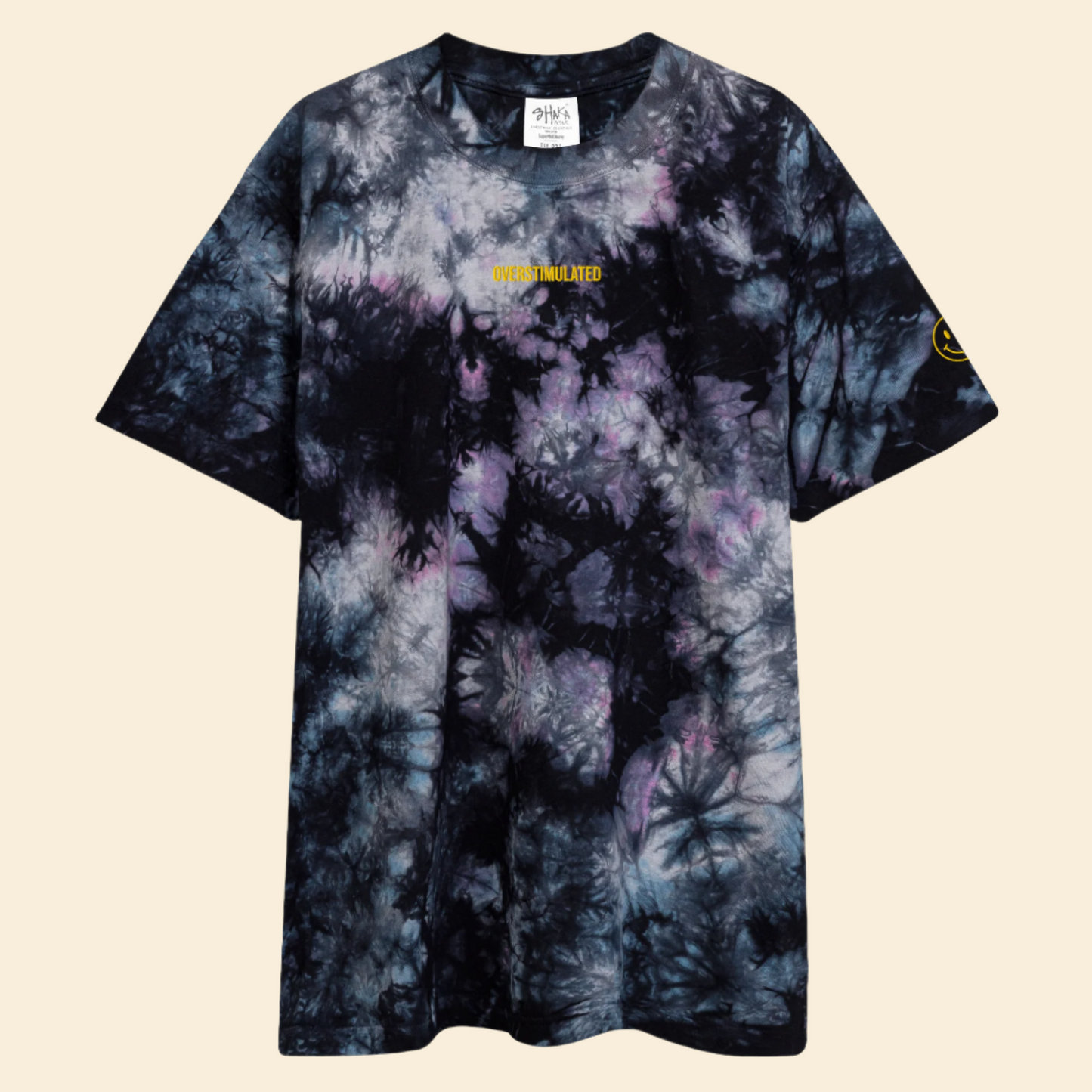 Overstimulated - Embroidered Oversized Neurodivergent Tie-Dye T-Shirt