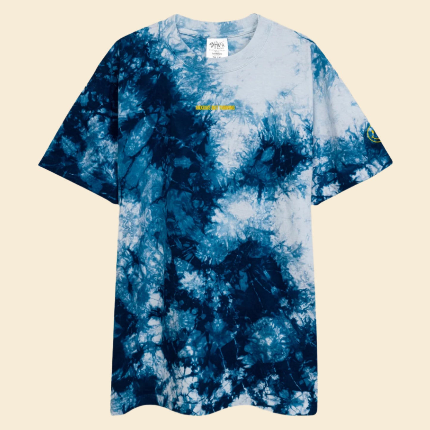 Anxious but thriving - Embroidered Mental Health Oversized Tie-Dye T-Shirt