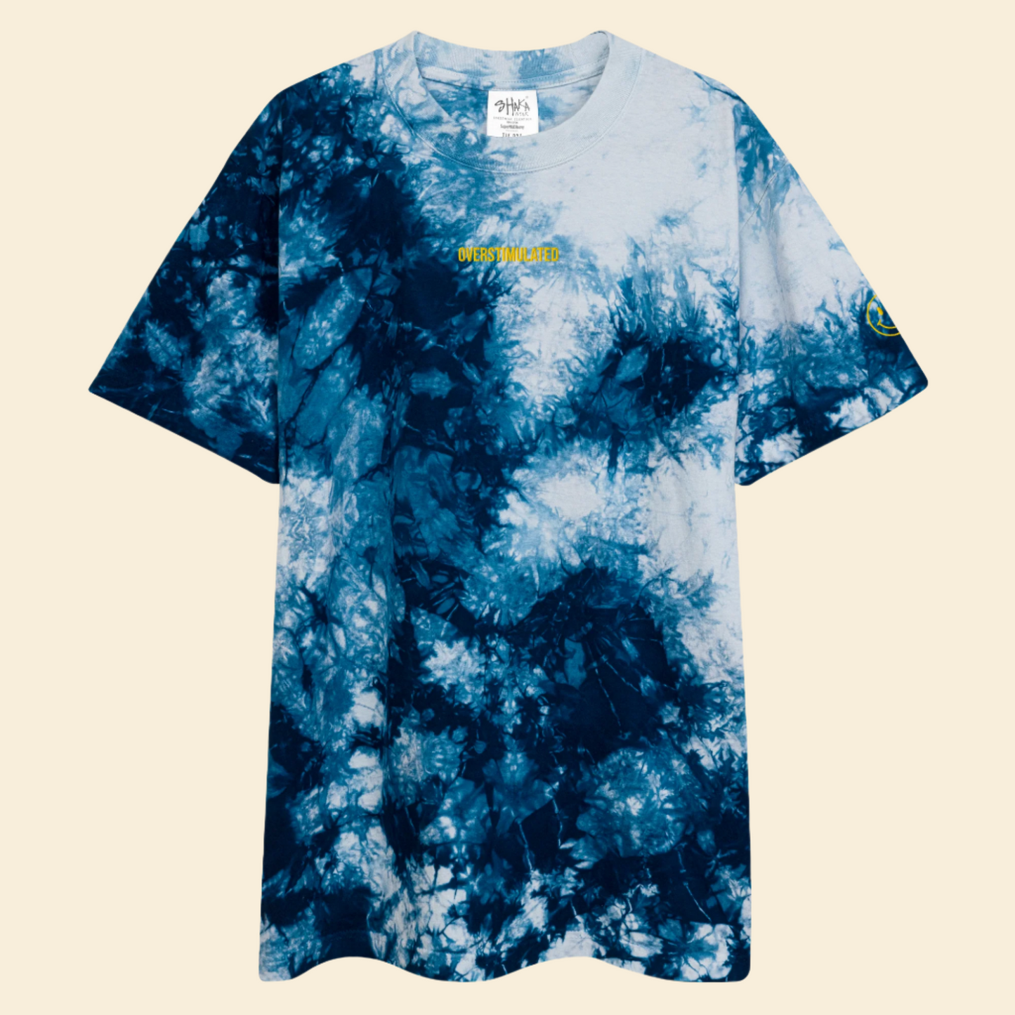 Overstimulated - Embroidered Oversized Neurodivergent Tie-Dye T-Shirt