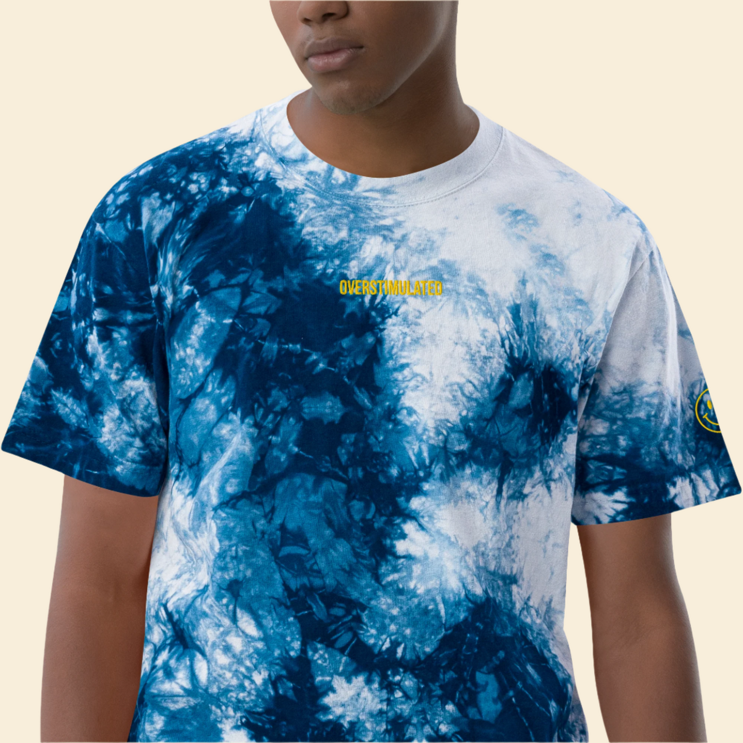 Overstimulated - Embroidered Oversized Neurodivergent Tie-Dye T-Shirt